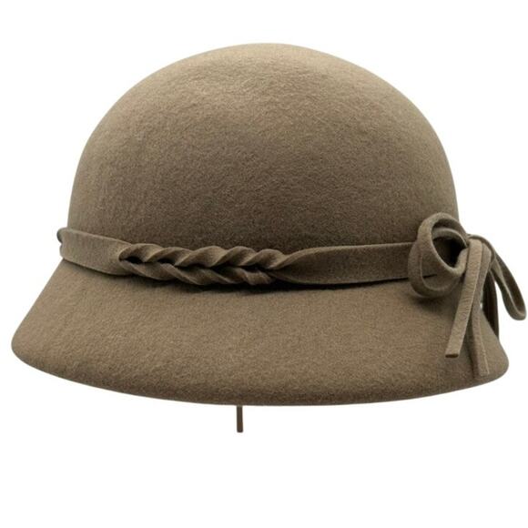 NWT Adora 100% Wool Cloche Hat Camel Tan Braided Band Bow One Size AD317B main image 7